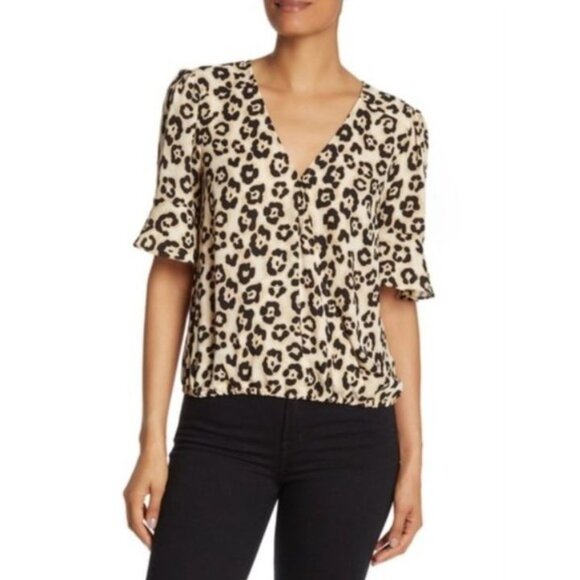 Sanctuary Womens Plus Size Top Blouse Surplice Wrap Leopard Animal Print Sz 1X - Picture 8 of 9